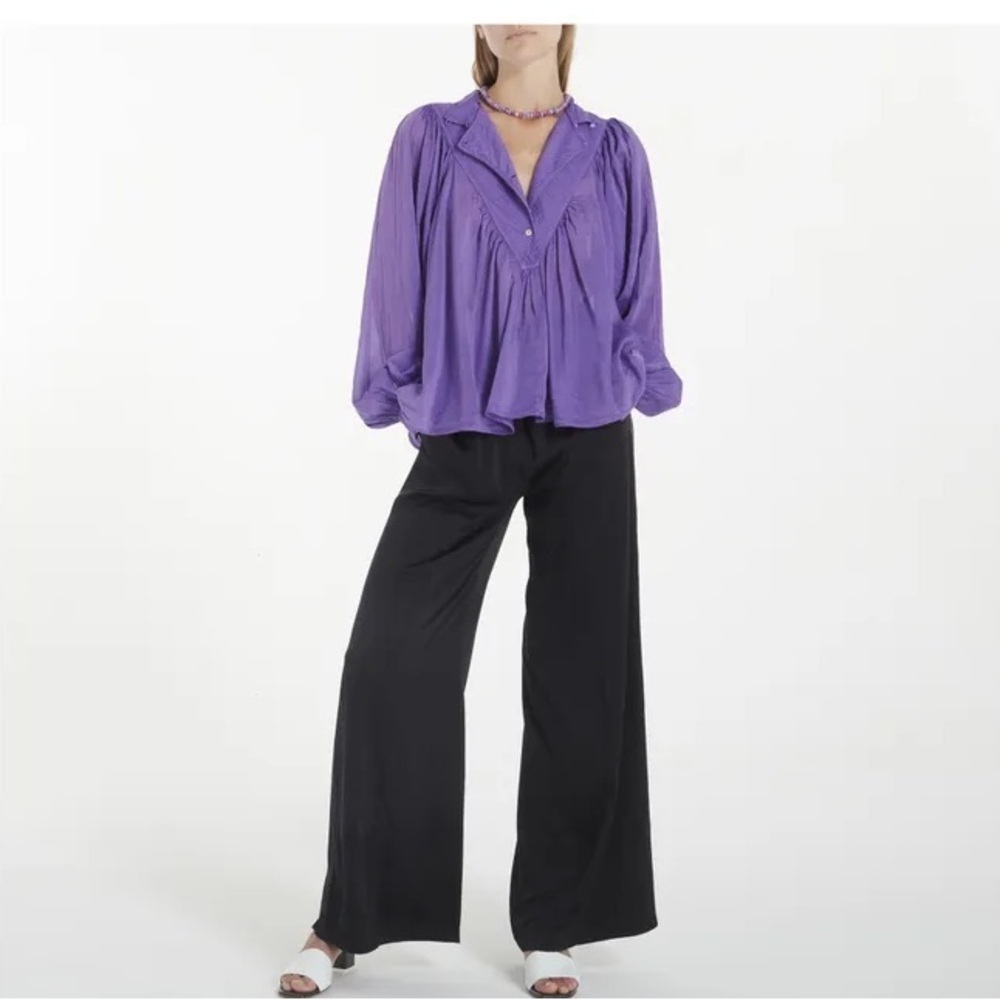 Forte Forte Cotton Silk Voile Bohemian Shirt Purple Lavender Sz S